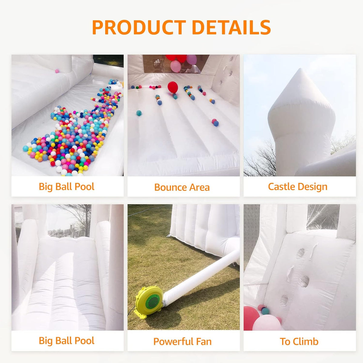 White 15FTx13FT Oxford Cloth Inflatable Bounce House with Slide Ball Pit L824241