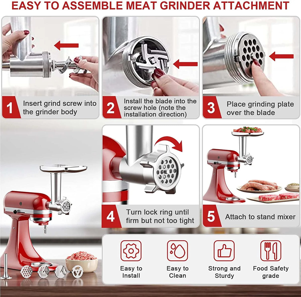 Food Grinder Attachment & Slicer Shredder Attachment Set P707989