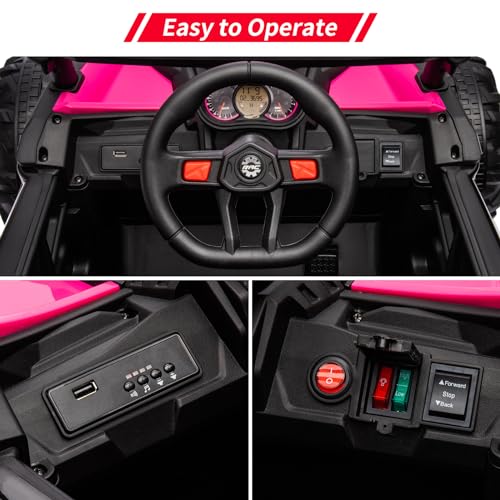 24V Battery Powered Electric UTV Car with Remote Control, Spring Suspension, 200W Motor, Metal Frame, LED Lights C382