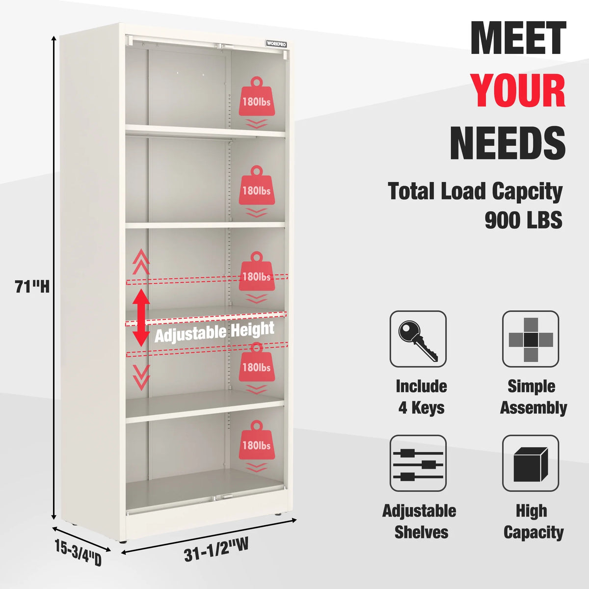 Metal Garage Storage Cabinet White V75144