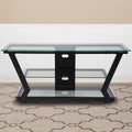 Glass TV Stand with Black Metal Frame Z191