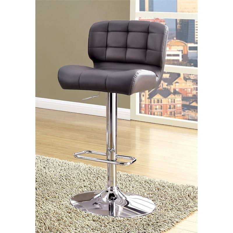 Gray Faux Leather Adjustable Barstool Set of 2 J459