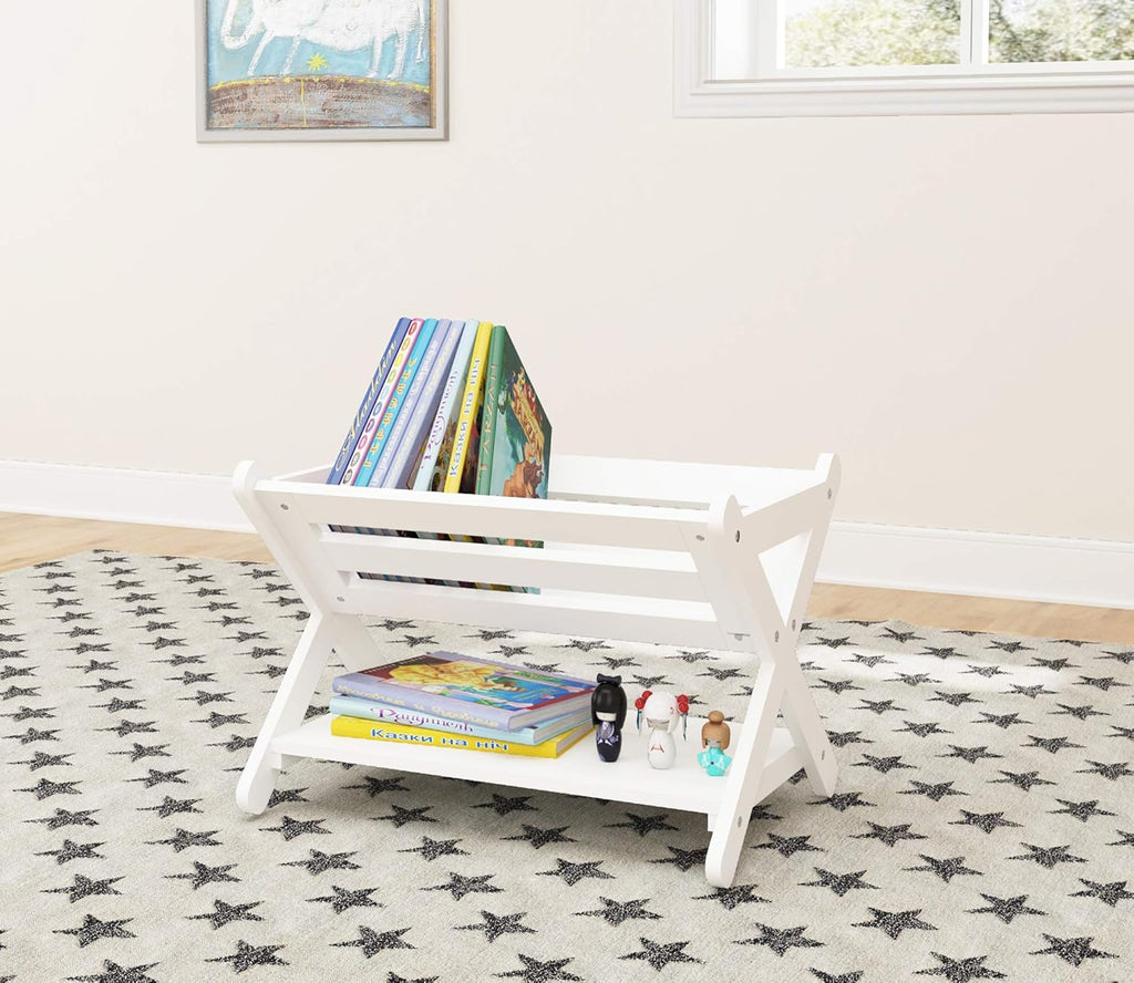 White (Grey) Pack of 2 Kids Bookcase Storage Organizer U761