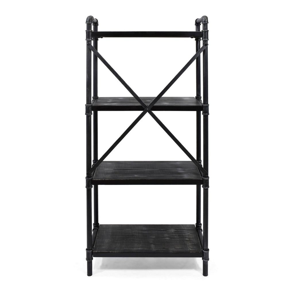 Black Contemporary 4-Shelves Rectangular Storage Bookcase L17068