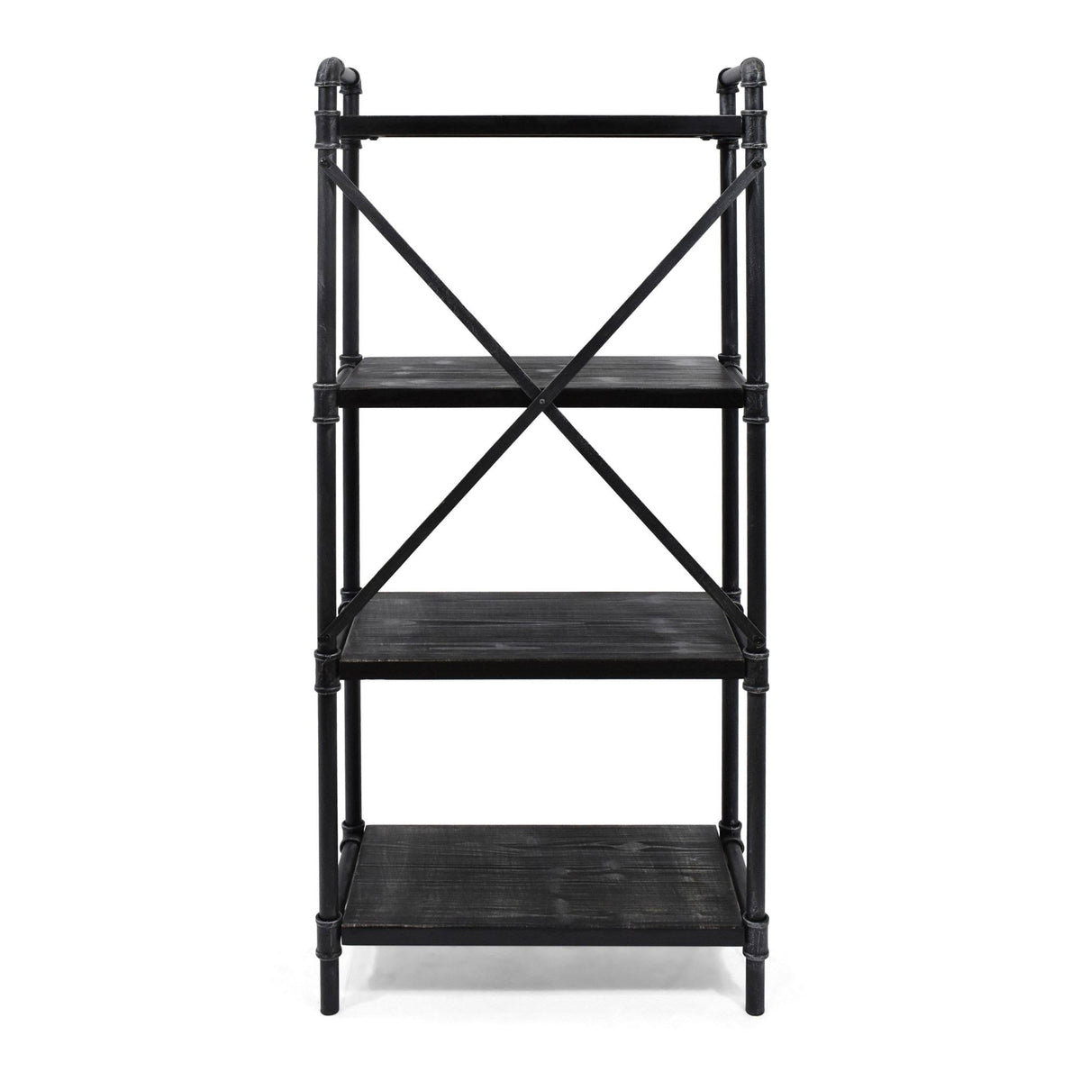 Black Contemporary 4-Shelves Rectangular Storage Bookcase L17068