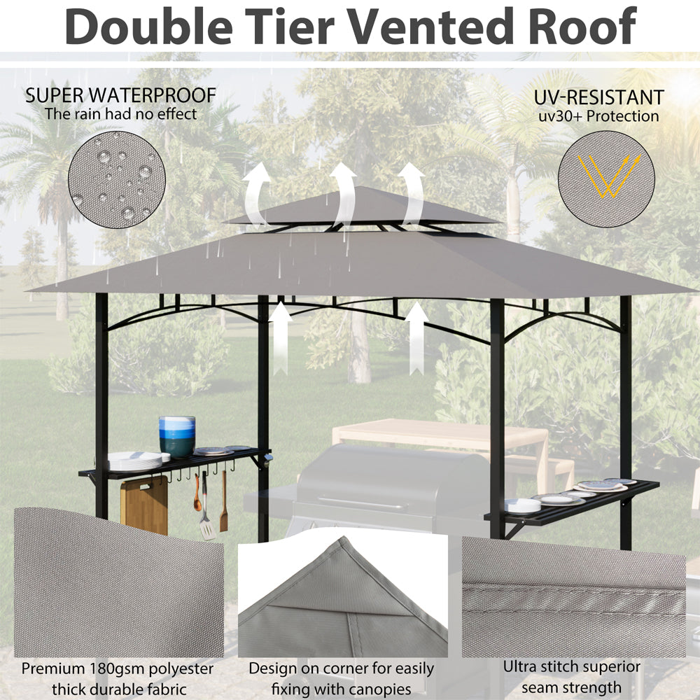 Patio BBQ Grill Gazebo Canopy with 2 Tier, Flame Retardant Cover Y854
