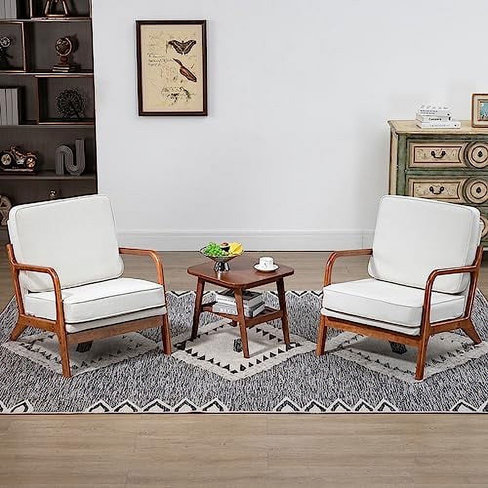 Black Linen Fabric Accent Armchair Set of 2 with Wooden Frame O9571