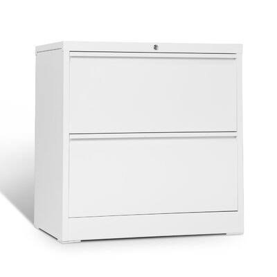 White 2 Drawer Folding Lateral File Cabinet R6374