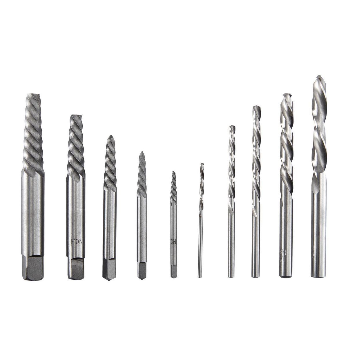 Screw Extractor and Left-Hand Drill Bit Combo Set, 10-Piece D493