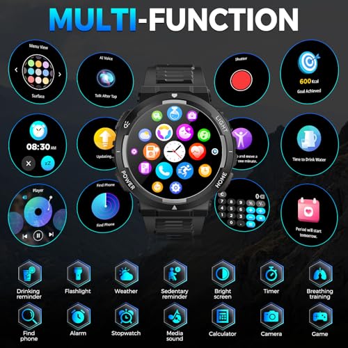 1.53” Rugged Smart Watch with LED Flashlight A85717