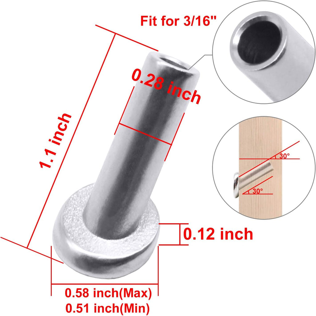 40 PCS 30 Degree Angle Cable Railing Corner Protector Sleeve for 5/32, 3/16 Wire Rope, T316 Stainless Steel K3905
