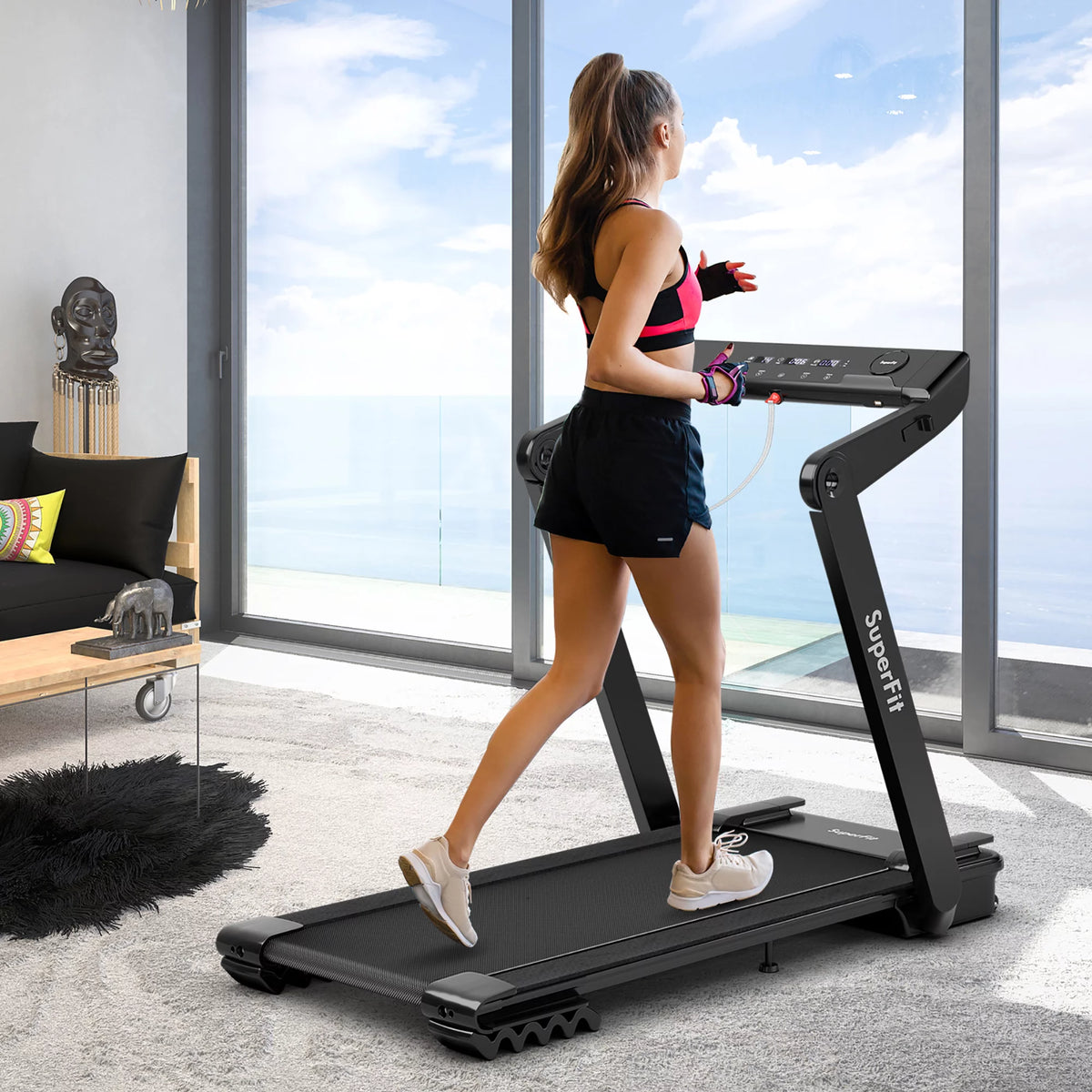 Foldable Electric Treadmill with Bluetooth Black G742152