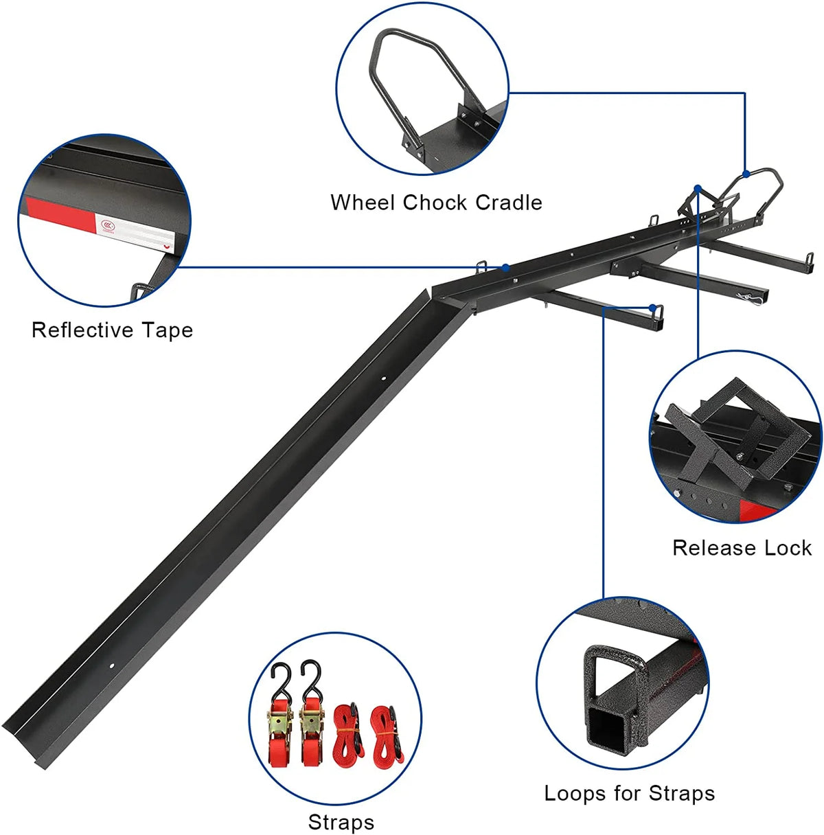 600LBS Steel Hitch Mount Motorcycle Carrier with Loading Ramp H1443