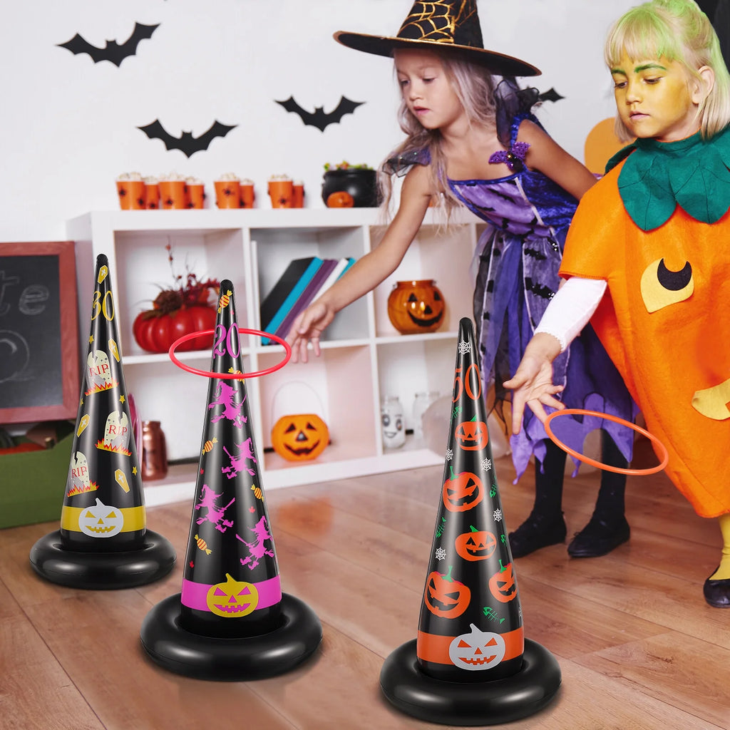 5pcs Inflatable Halloween Witch Hat Ring Toss Game Party Supplies D936