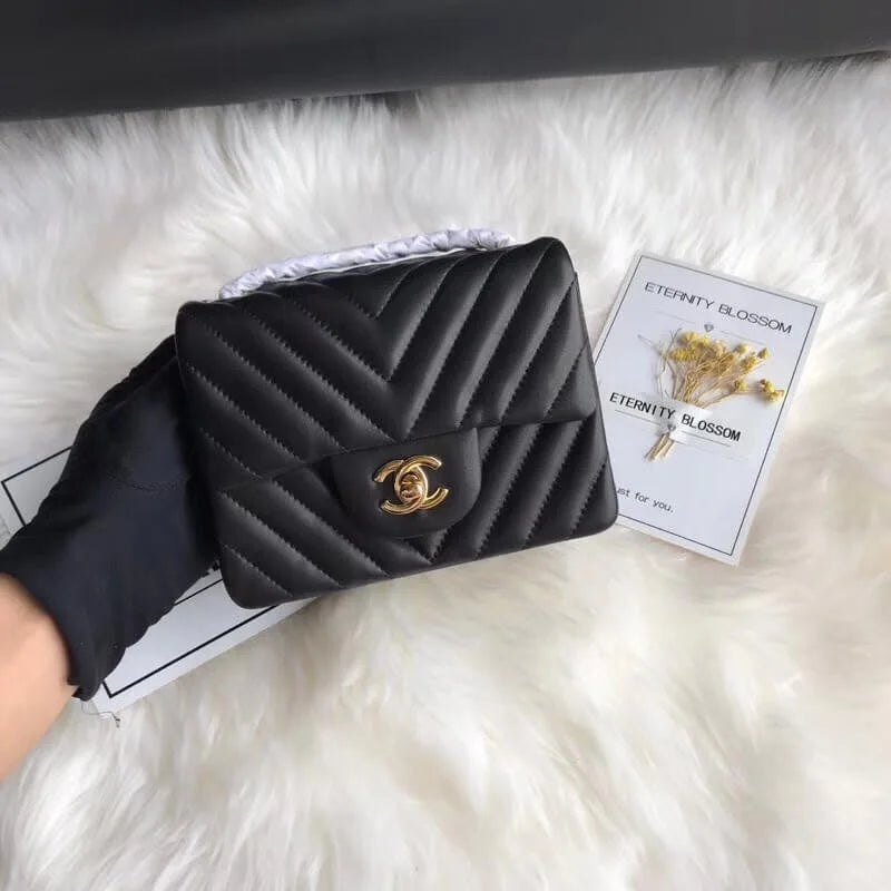Lambskin Chevron Flap Bag J896