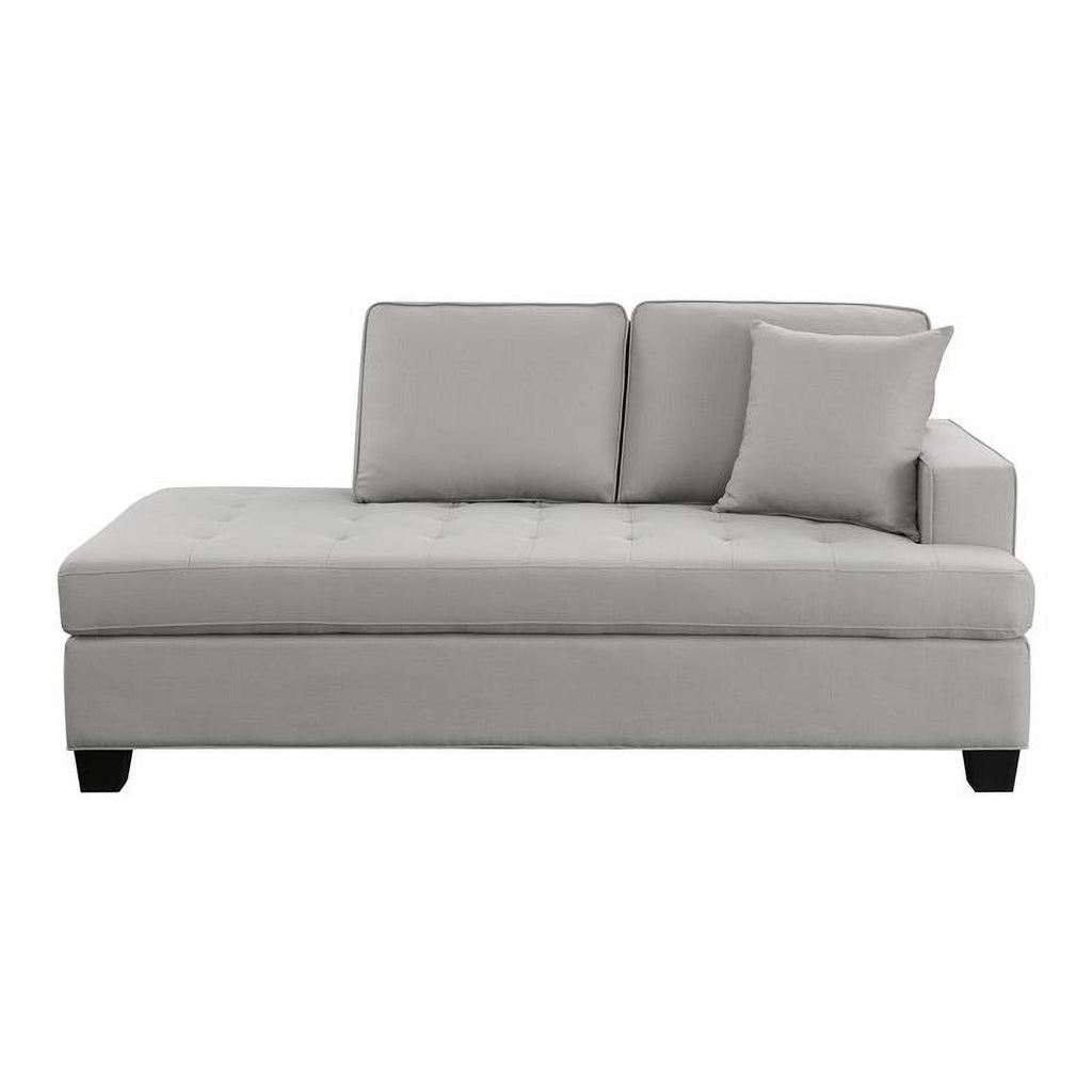 75.5" Transitional Textured Fabric Chaise with 1 Pillow in Gray A445