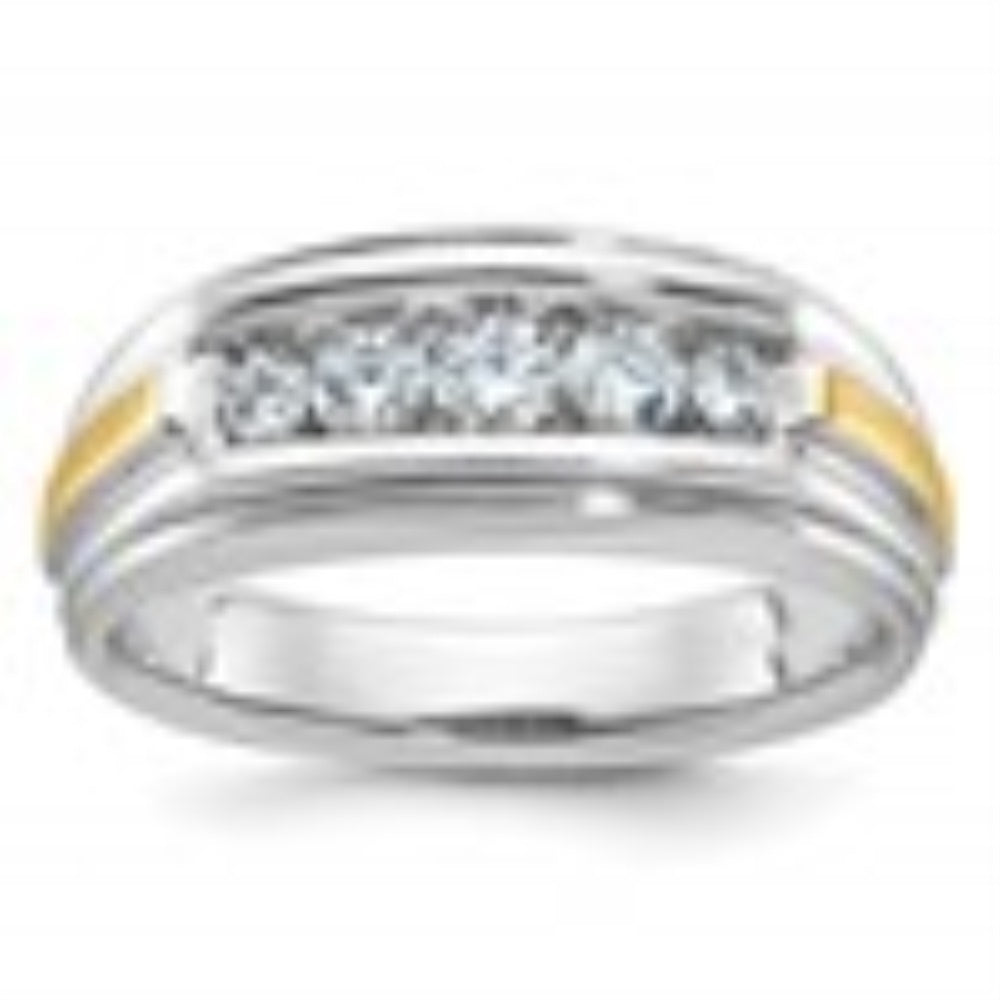 14k Two-tone Gold Men's 5-Stone 1/2 Carat Lab Grown Diamond Ring G7436