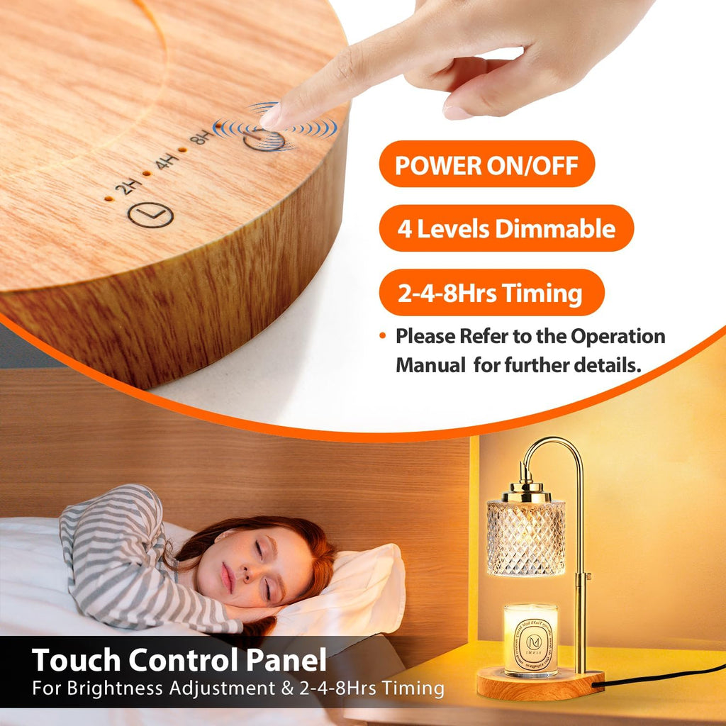 Candle Warmer Lamp with Remote Control, 2-4-8H Timing, 4-Level Dimming, Height Adjustable, 2 Bulbs H4264