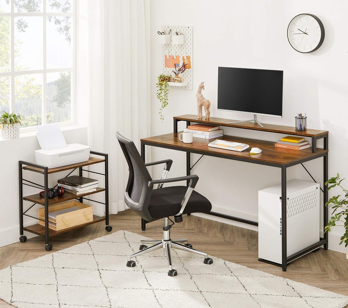 Computer Desk with Monitor Stand and Storage Shelves B669117