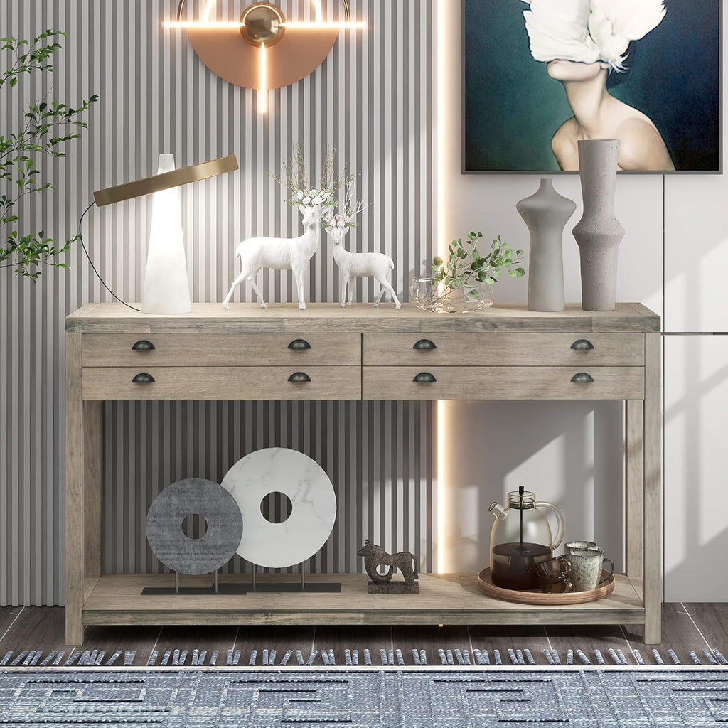 Green Wood Console Table with 2 Drawers K53441