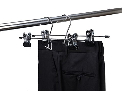 6 Pc Heavy Duty Metal Pants Hangers with Adjustable Clips W9428