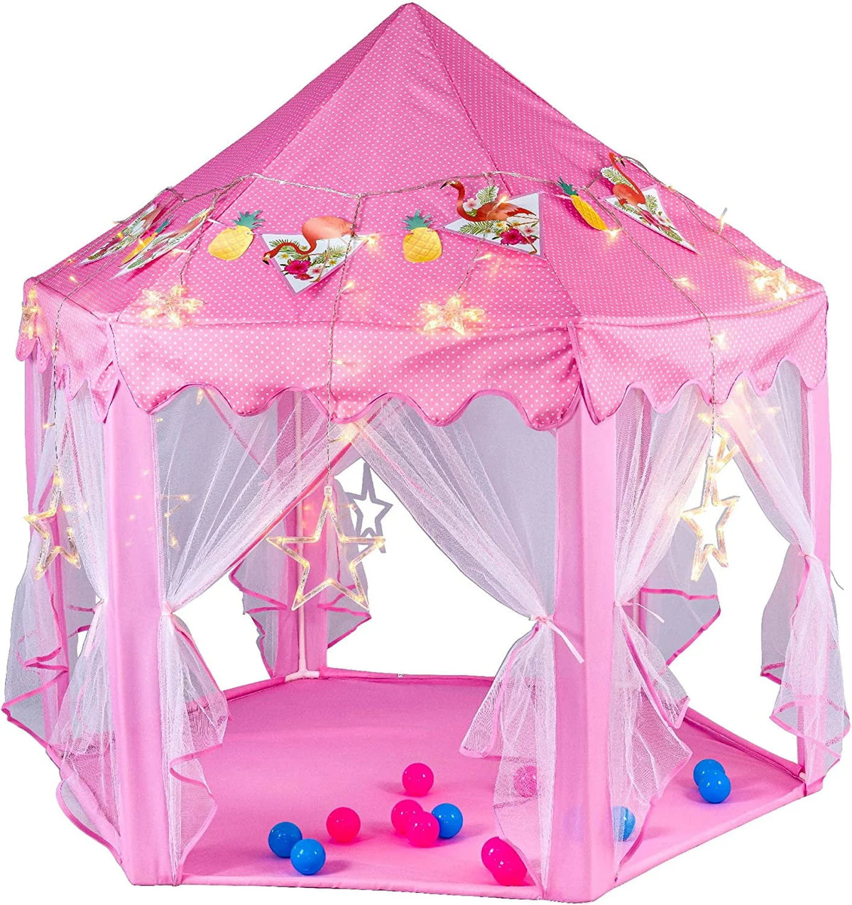 Princess Castle Play Tent with LED Star String Lights Z1993