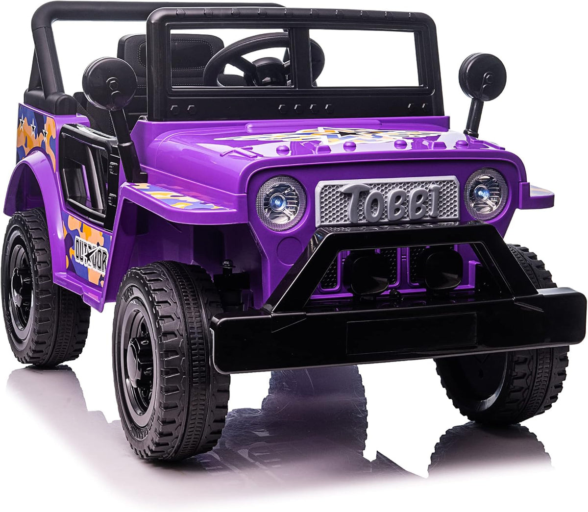 Pink and Black 12V Kids Ride On Truck Car with LED Lights and Openable Doors G91846