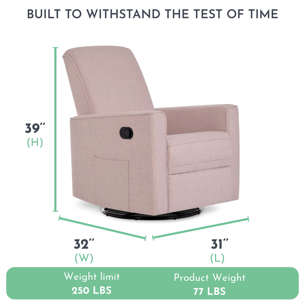 Rose Polyester Glider Recliner N6280