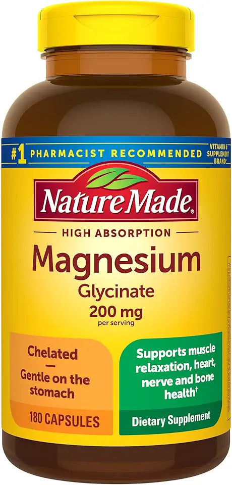 Magnesium Glycinate 200 mg Supplement 180 Capsules E260202