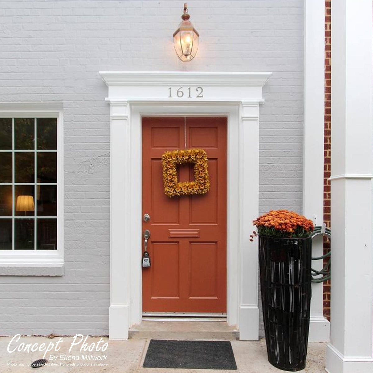 8x22W x 120x22H x 2x22P Raised Panel PVC Pilaster with Decorative Capital & Base (Pair) U72278