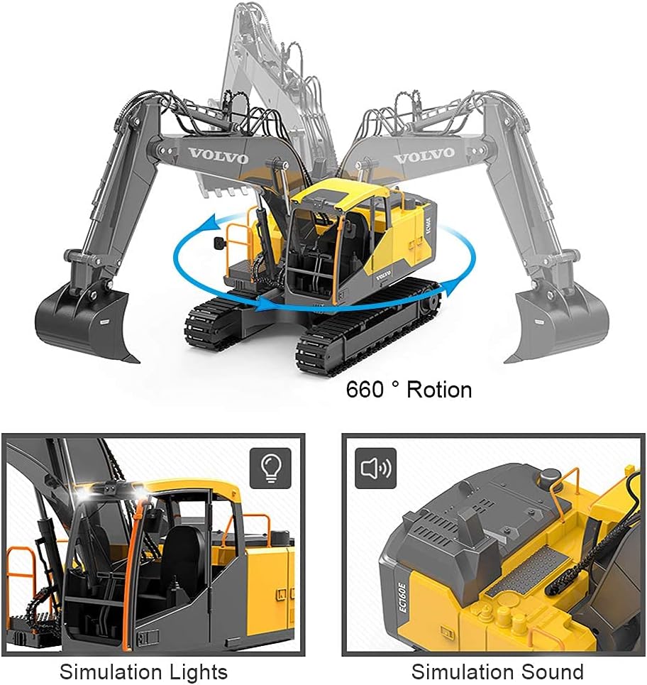 1/16 Scale RC Excavator Digger Toy with 2 Tools F704