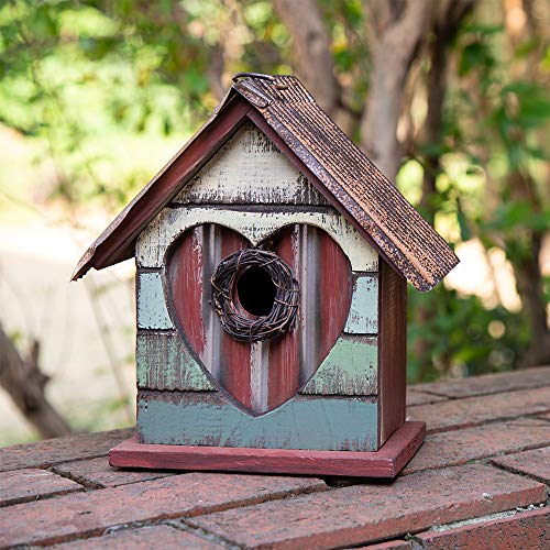 Hanging Bird House Distressed Wooden Birdhouse U568985