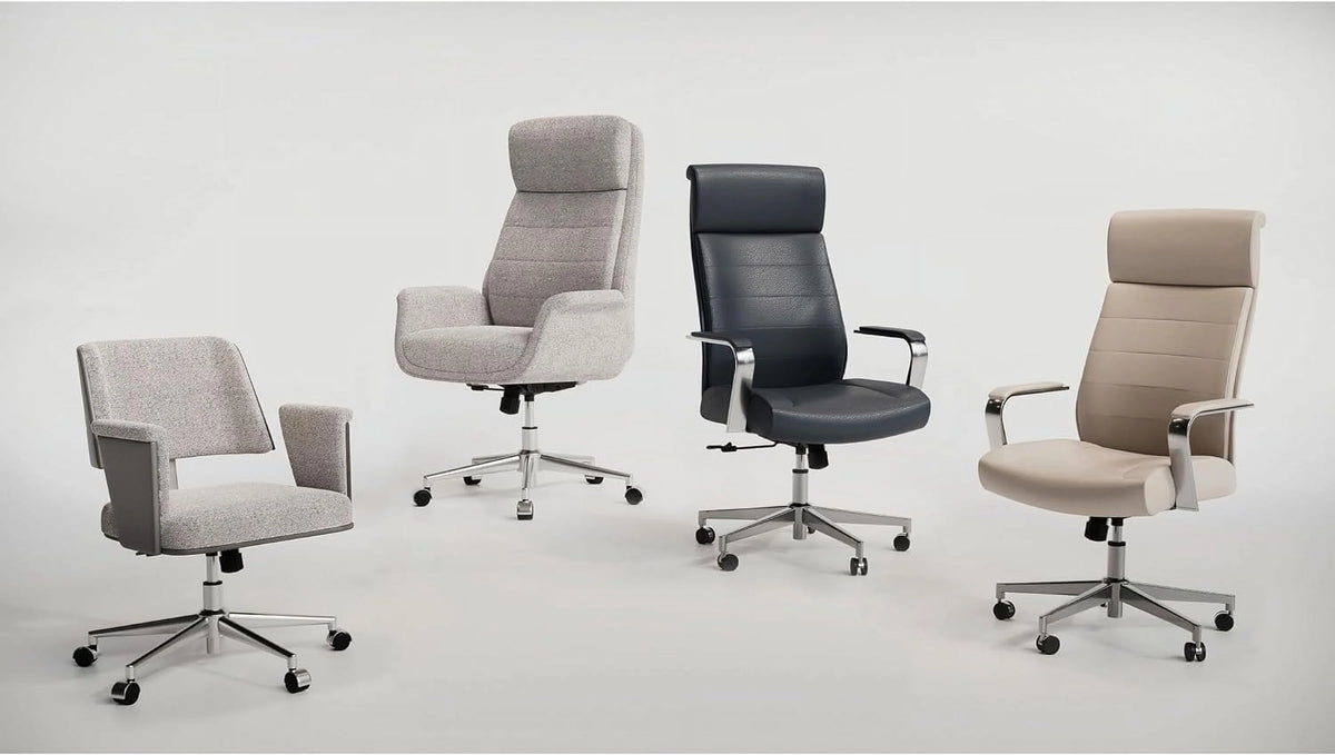 White Bouclé Fabric Task Chair Z6364