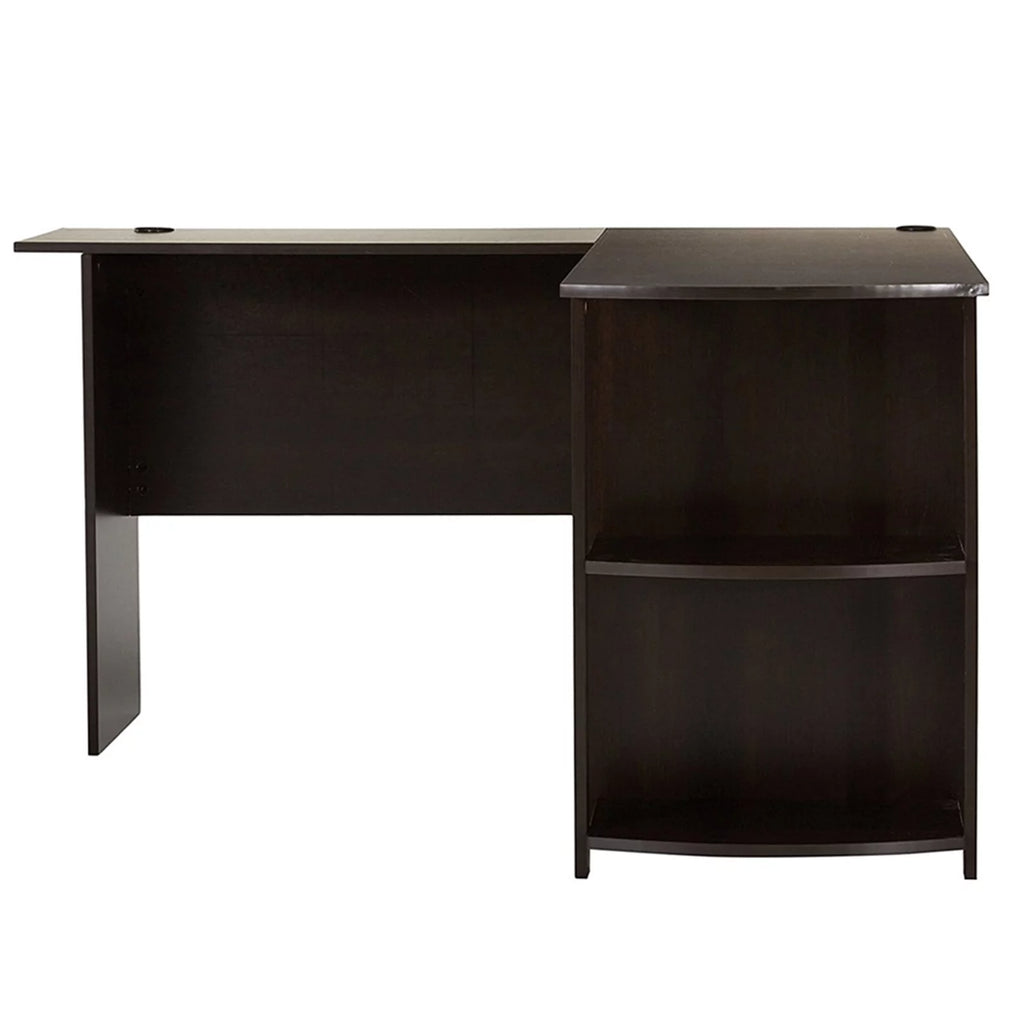 L-Shaped Wood Computer Desk with Bookshelves Dark Brown P429