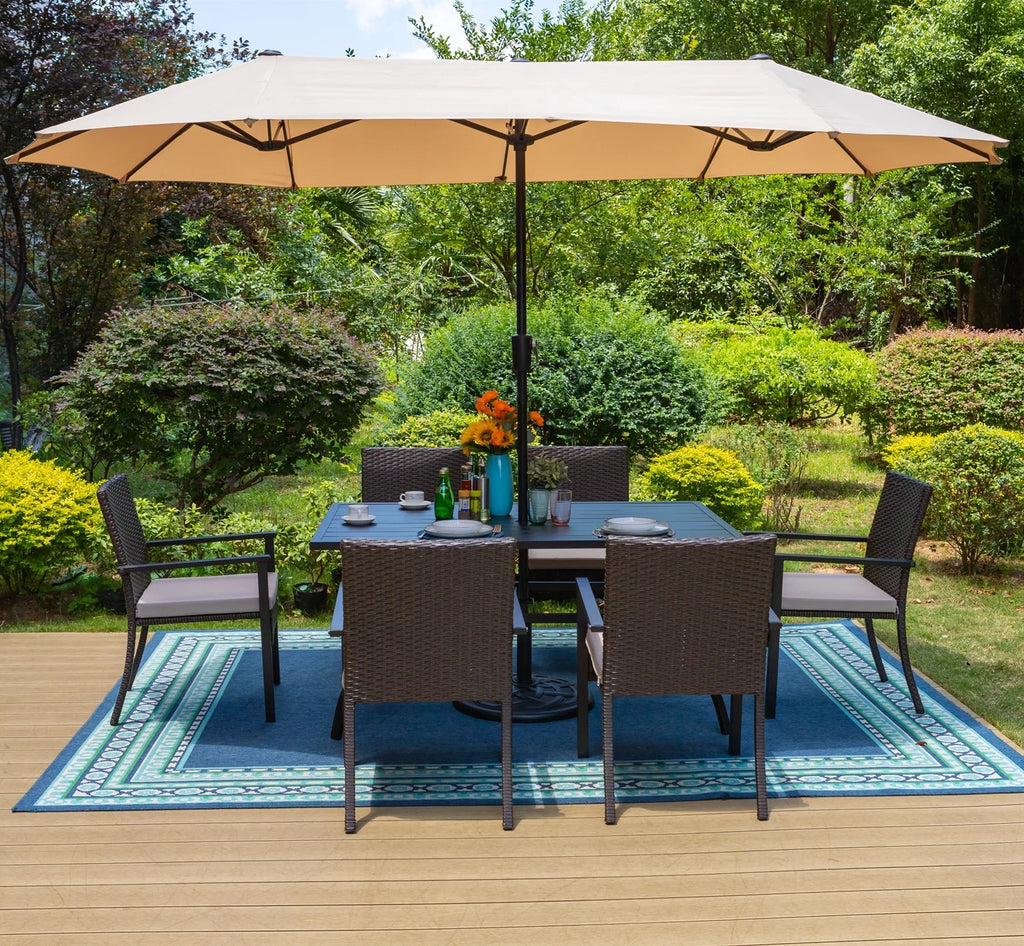 13 ft Double Sided Beige Patio Umbrella G710073