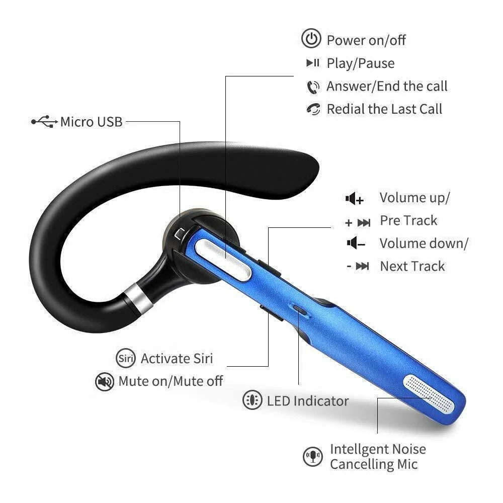 Wireless Bluetooth Headset with Noise Canceling Mic N838990