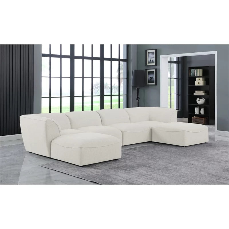 Cream Linen Textured Modular Sectional E996793