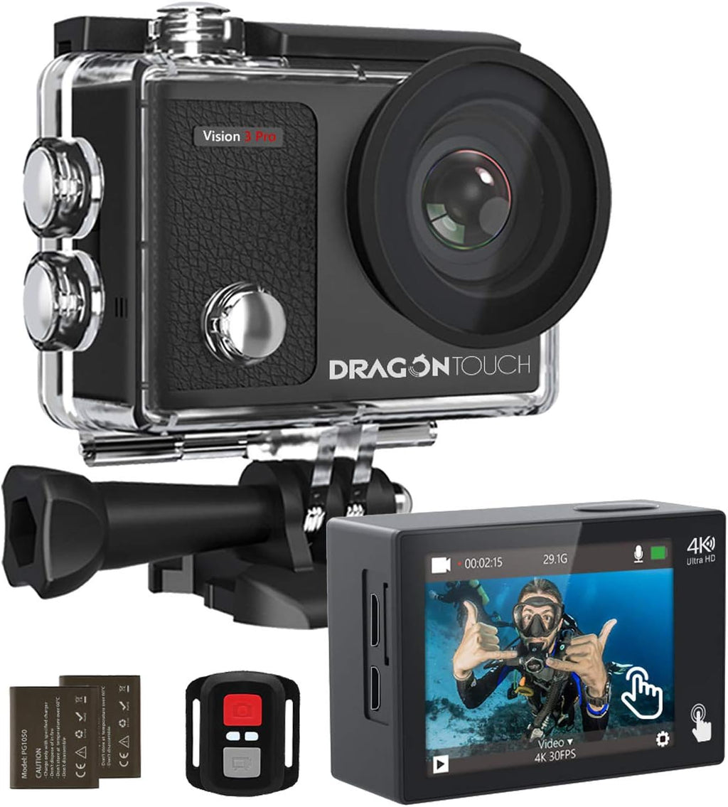 4K Waterproof Action Camera with Remote Control and Helmet Accessories Kit Pack of 2 A105
