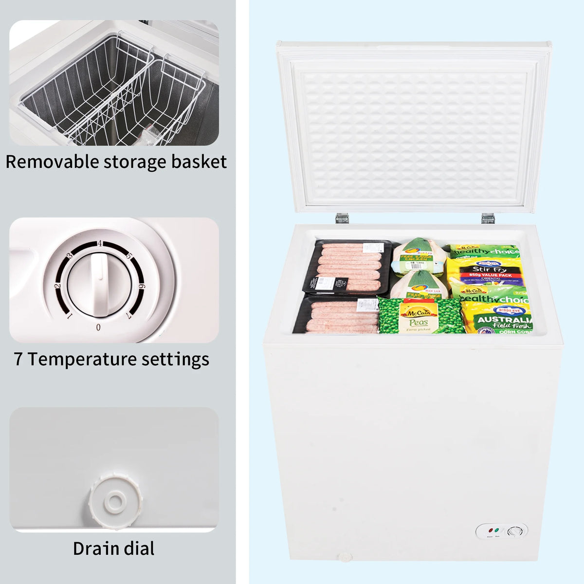 5 Cubic Feet Chest Freezer with Removable Basket J86806