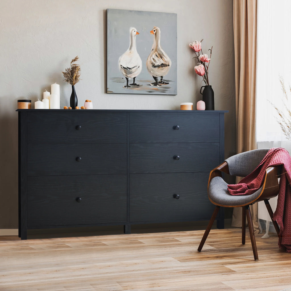 Black 6 Drawer Dresser Chest Y84215