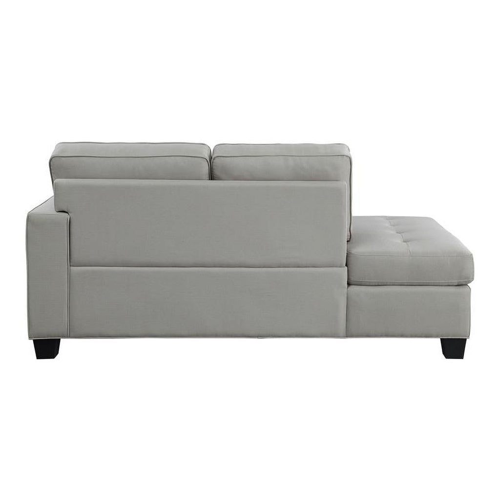 75.5" Transitional Textured Fabric Chaise with 1 Pillow in Gray A445