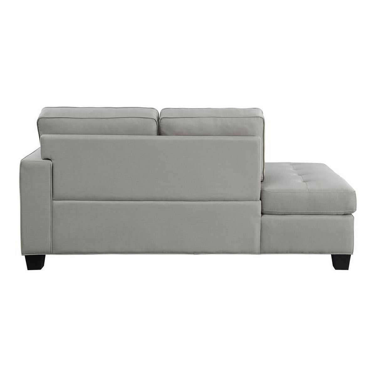 75.5" Transitional Textured Fabric Chaise with 1 Pillow in Gray A445