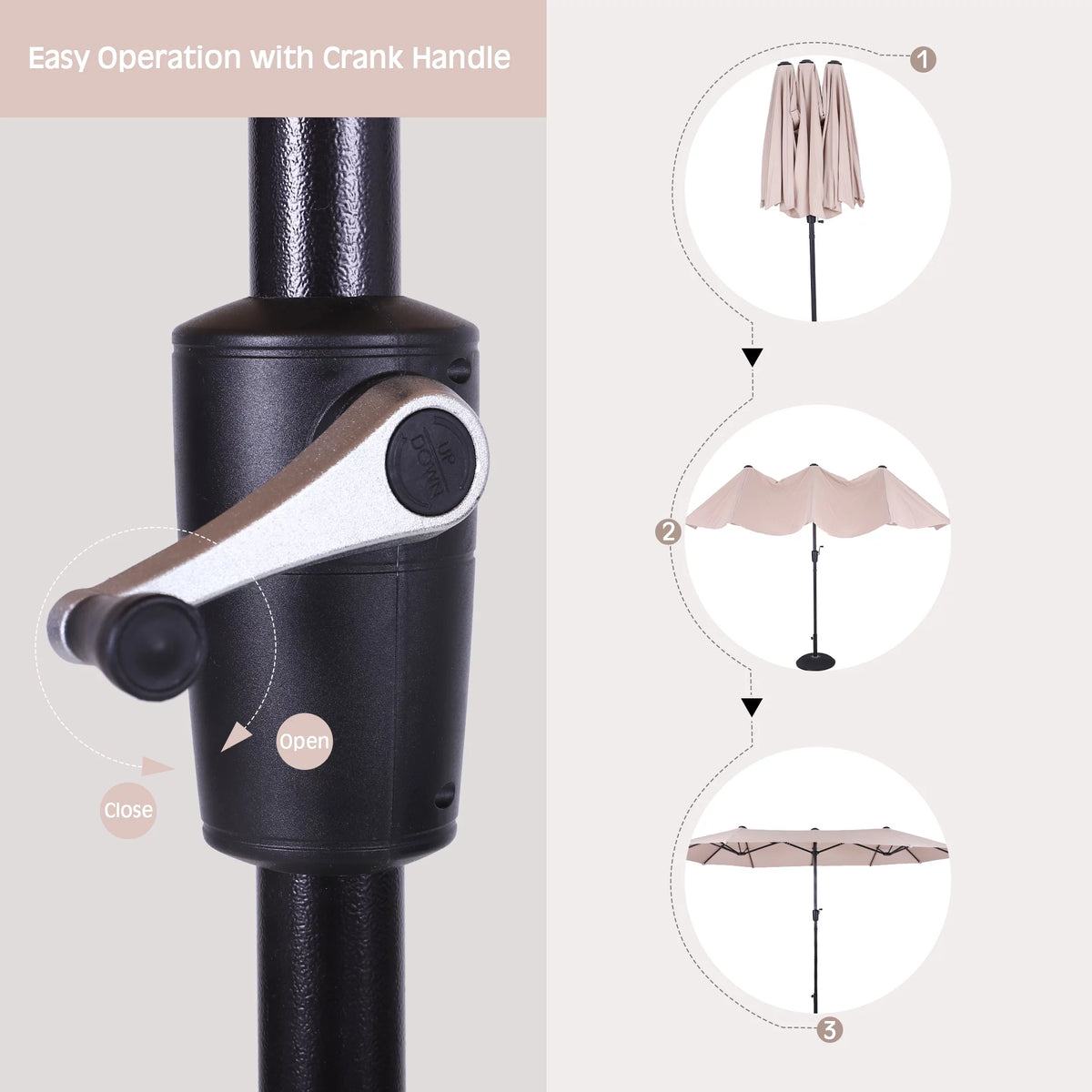 13 ft Double Sided Beige Patio Umbrella G710073
