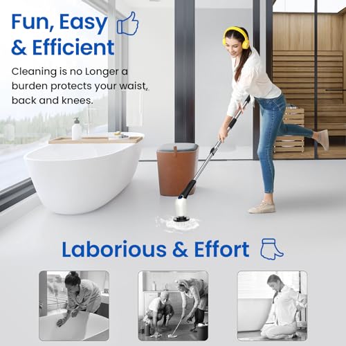Cordless Electric Spin Scrubber with 8 Replaceable Brush Heads M854414