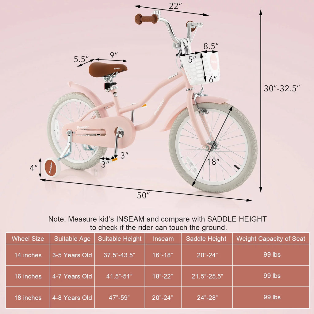 Pink Kids Bike with Training Wheel H9864