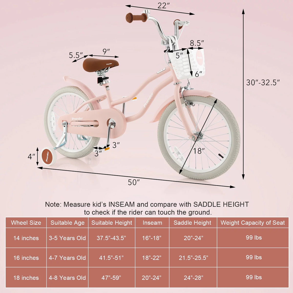 Pink Kids Bike with Training Wheel H9864