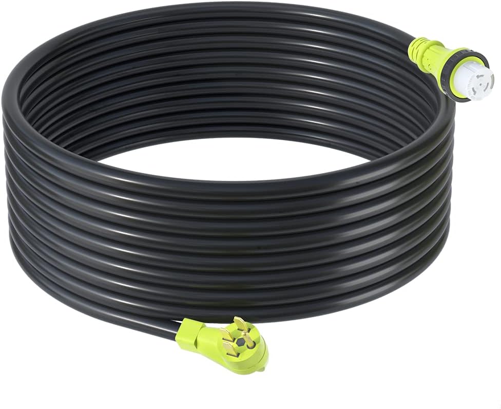 50 Amp Generator Extension Cord, NEMA 14-50P to SS2-50R, STW 6/3 + 8/1, Twist Lock Plug, 25FT G2593
