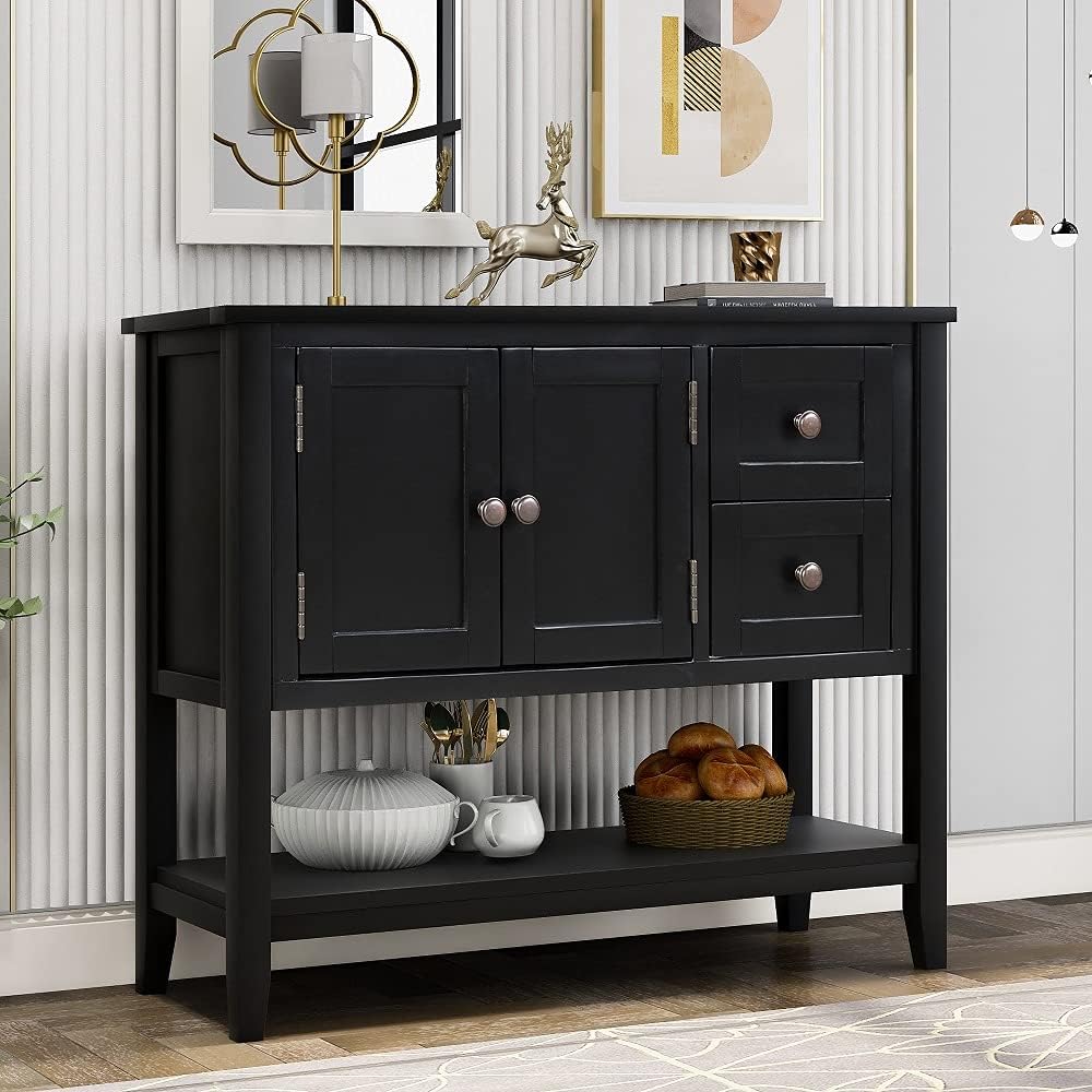 Green Wood Console Table with 2 Drawers K53441