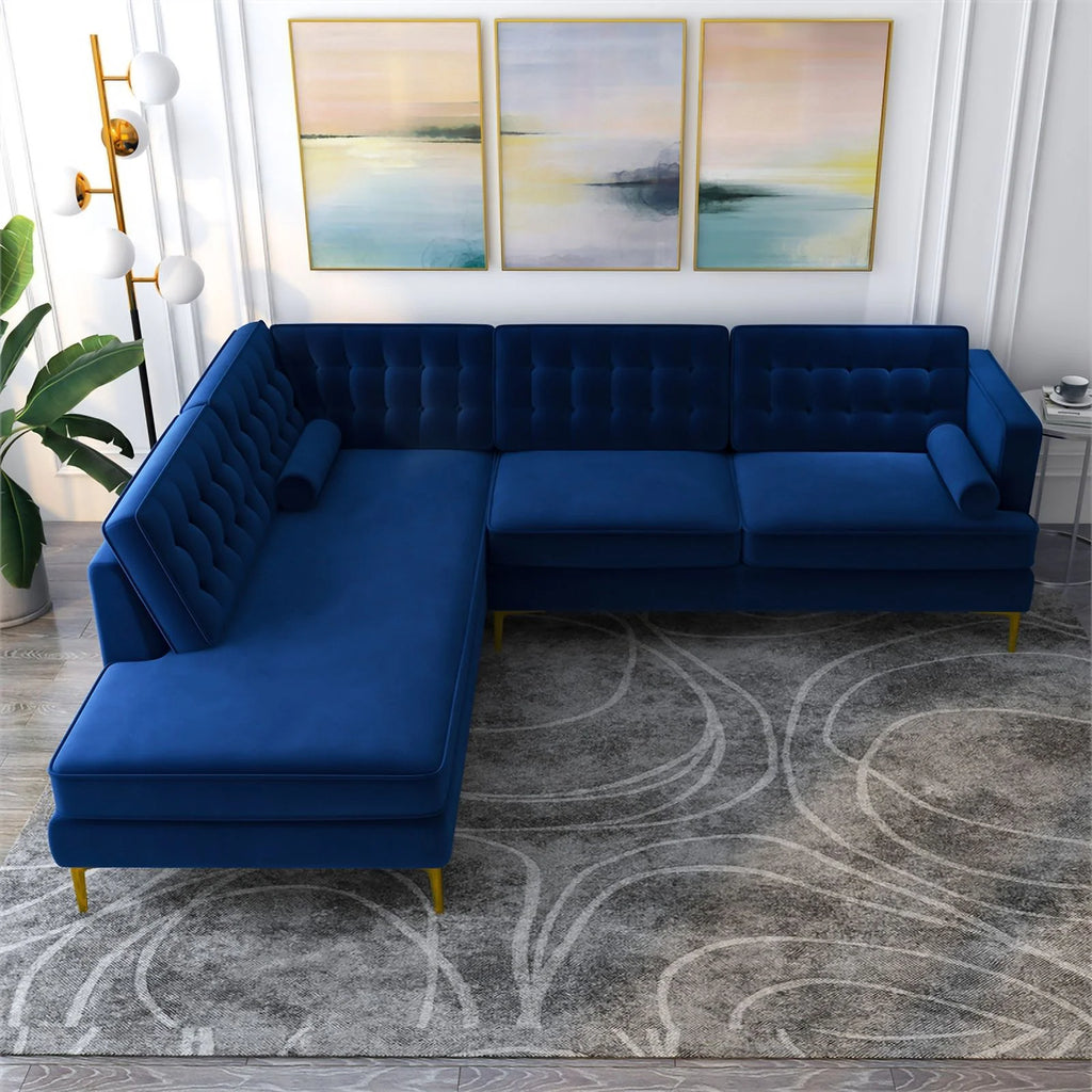 Blue Velvet Left-Facing Sectional W749215