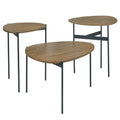 3 Piece Walnut and Black Accent Table Set P9081